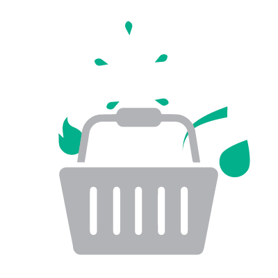 Basket icon with bulb, water and gas icons in. Basket icon with bulb, water and gas icons in.